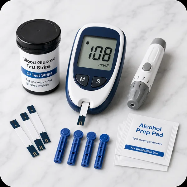 Diabetic supplies — glucose meter, test strips and lancets at Fenkell Rx Detroit