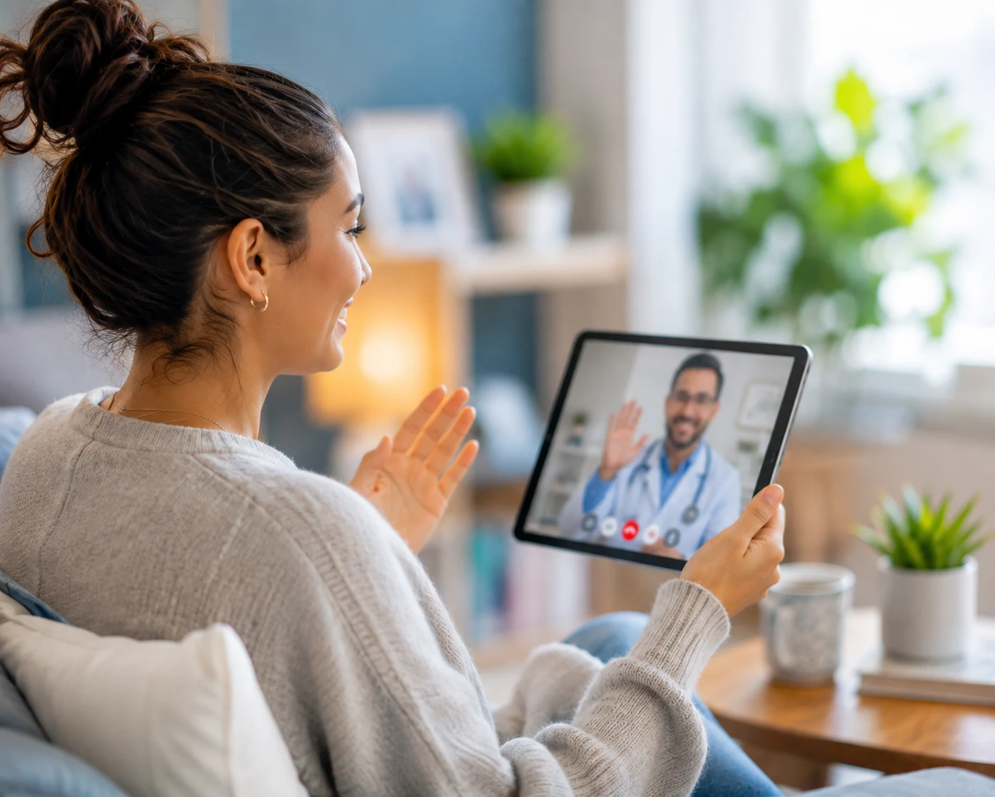 Patient using Fenkell Rx Quick Care virtual healthcare visit on tablet